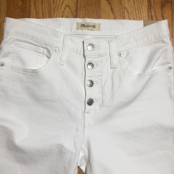 Madewell Button Fly Skinny Jeans White NWT 33 - Picture 5 of 8
